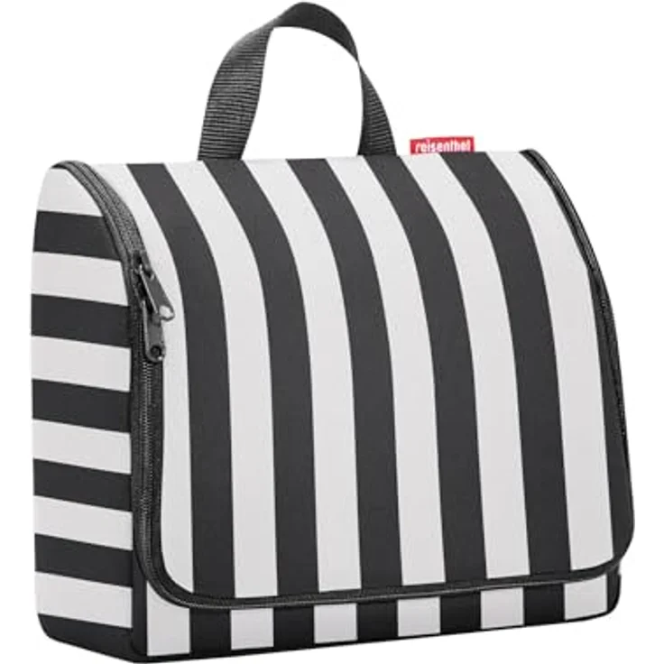 REISENTHEL® toiletbag XL Kosmetiktasche, große Kulturtasche mit Haken, summerstripes black – Bild 1