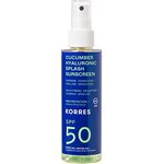 KORRES Cucumber Hyaluronic Splash Sonnenschutz Spray für Gesicht & Körper SPF50, mit kühlender Wirkung, schnell einziehend & vegan, 150 ml