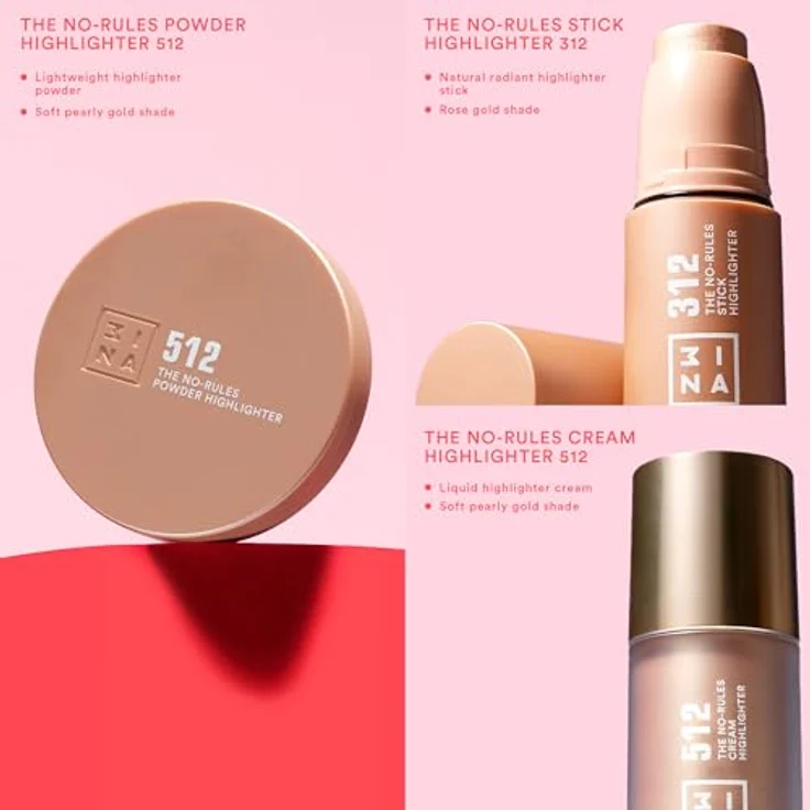 3INA MAKEUP The No-Rules Powder Highlighter 512, 3-in-1 Kompaktpuder für Augen, Lippen und Wangen, Gold, mit Hyaluronsäure und Ceramiden, leichtes, talkfreies Puder, vegan, cruelty-free – Bild 4