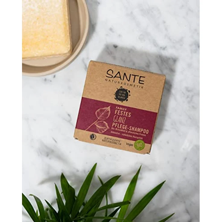 Festes Shampoo Von Sante Naturkosmetik glanz-Pflege Shampoo Bar Mit Bio-Birkenblatt & Pflanzlichem Protein Für Natürlich gesundes Haar Wie Eine Haarseife Zertifiziert & Vegan 60 ml – Bild 2