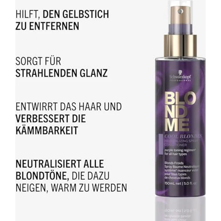 Schwarzkopf Blondme Cool Blondes Neutralizing Spray Conditioner 150 ml – Bild 4