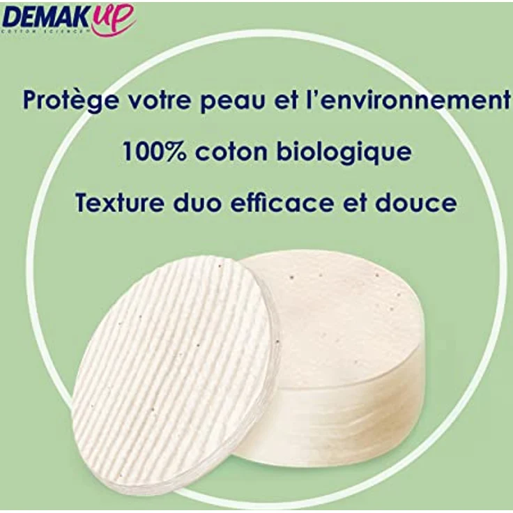 Demak'Up Bio-Wattepads zum Abschminken – Gesicht und Augen – 100% natürliche, biologische und nicht gebleichte Baumwollfasern – GOTS-zertifiziert – 85 Stück – Bild 4