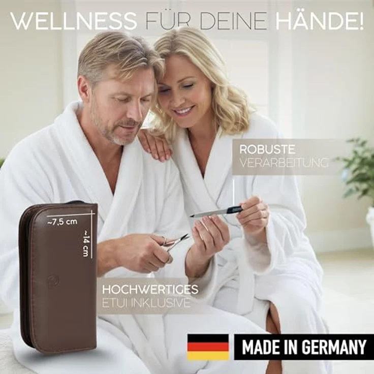 marQus Maniküre Set Solingen, 6-teiliges Nagelset aus glänzendem nickelfarbenem Stahl im Kunst-Leder Etui, ideal für Hand- & Fußpflege, reisefreundlich – Bild 2