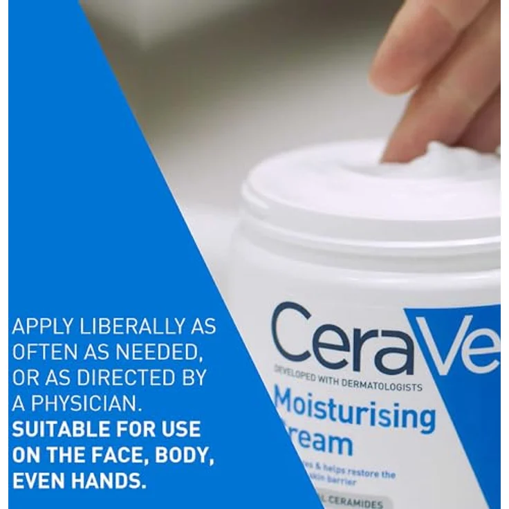 CeraVe Creme Gesicht & Körper Feuchtigkeitsspendende Creme 454 g mit feuchtigkeitsspendender Wirkung für trockene Haut – Bild 9