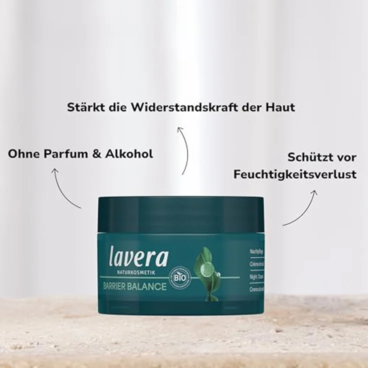 lavera Barrier Balance Nachtpflege - Creme ohne Alkohol - ohne Parfüm - Regeneration der Haut - stärkt Hautbarriere - Präbiotika - vegan - Naturkosmetik - 50 ml – Bild 3