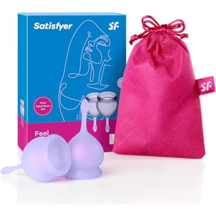 Satisfyer Feel good MENSTRUAL CUP, Menstruationstasse, hypoallergen, 2 Größen (15 ml & 20 ml), lila
