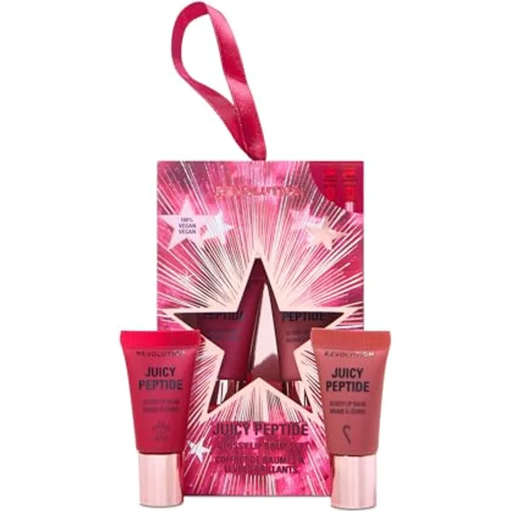 Makeup Revolution Xmas 2025 Juicy Peptide, Lippenpflege Set mit 2 veganen Lippenbalsamen, 4,5 ml