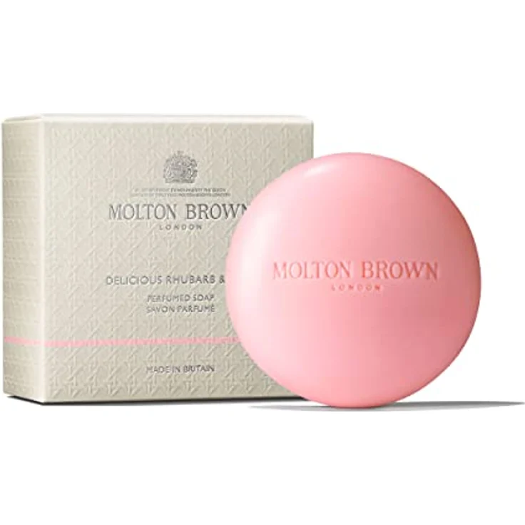 Molton Brown Delicious Rhubarb & Rose Parfümierte Seife 150 g, blumig-fruchtiger Duft, feuchtigkeitsspendend – Bild 1