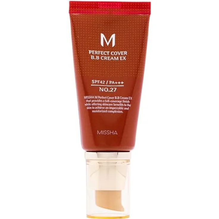 MISSHA M Perfect Cover BB Creme SPF42 / PA +++ (Nr. 27 Honigbeige), 50 ml - Natürliche Abdeckung und überlegener Sonnenschutz