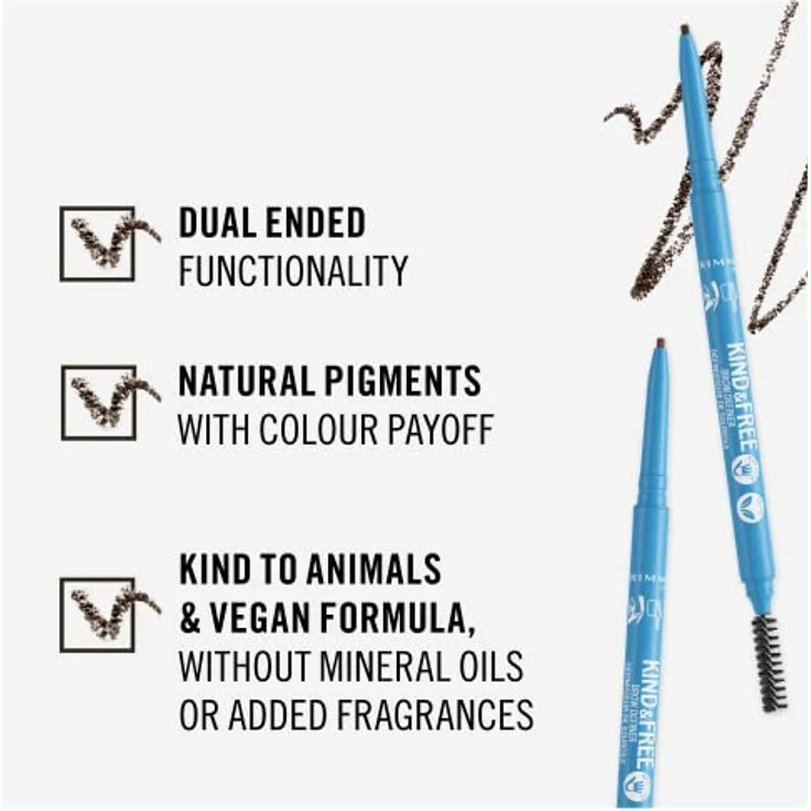Rimmel London Kind & Free Augenbrauenstift Brow Definer, natürliche Pigmente, natürliche Wirkung, vegane Formel - 006 - Espresso, 0,09 g – Bild 4