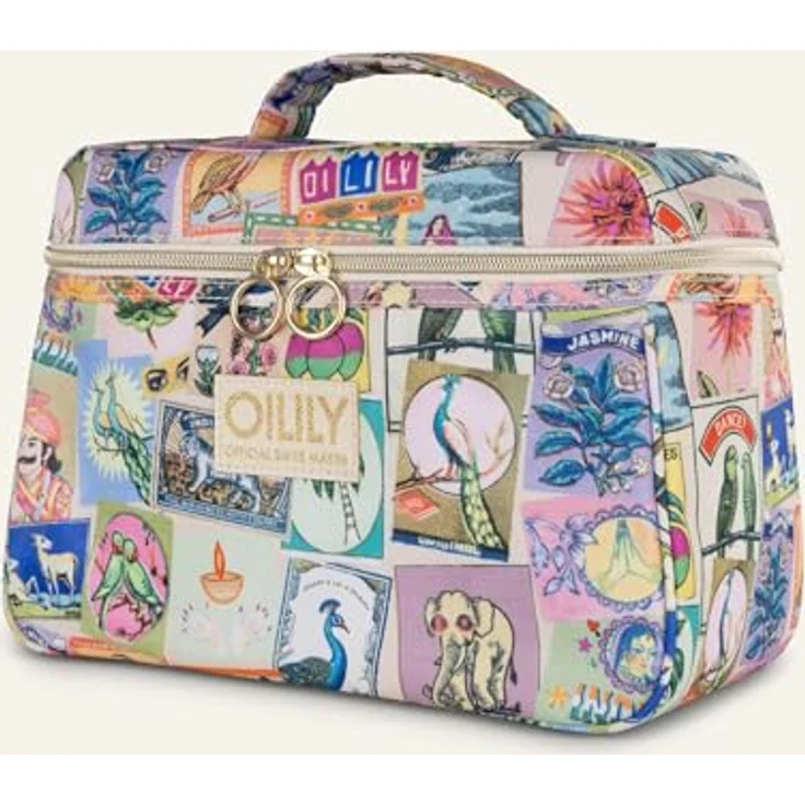 Oilily Kosmetiktasche Coco Beauty Case, geräumiges Design mit Innenorganisation und goldfarbenen Verschlüssen, Almond Oil bunt – Bild 3