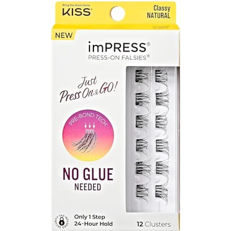 KISS imPRESS Just Press & GO ! knotenfreie Bündel mit selbstklebenden Wimpern Classy Natural 12 St. – Bild 12