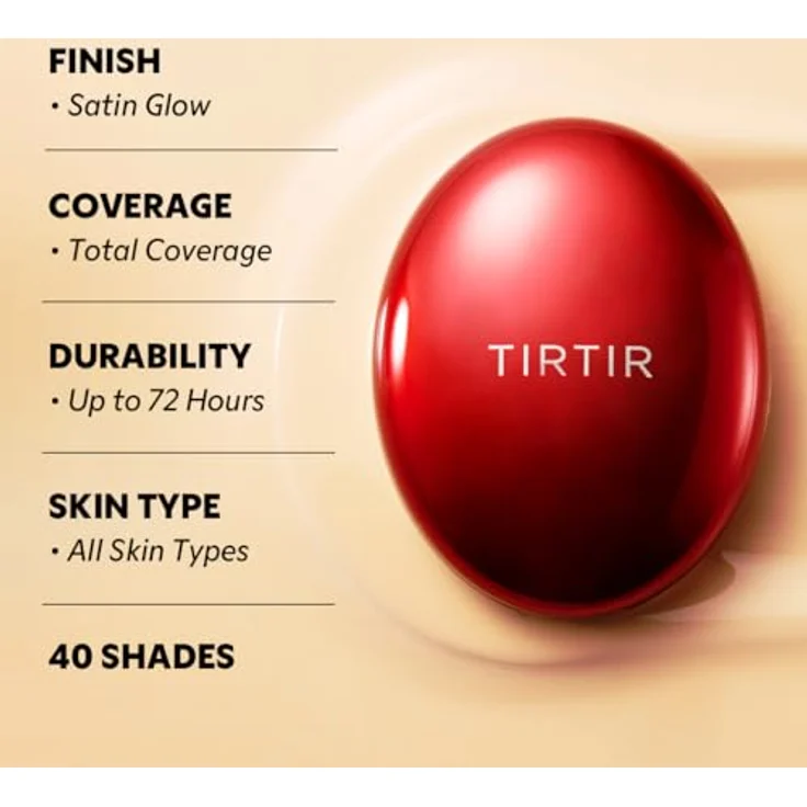 TIRTIR Mask Fit Red Cushion, langanhaltendes Make-up im Schwämmchen, Farbton 34C Amber, 18 g, perfekte Deckkraft und Feuchtigkeitsspende – Bild 4