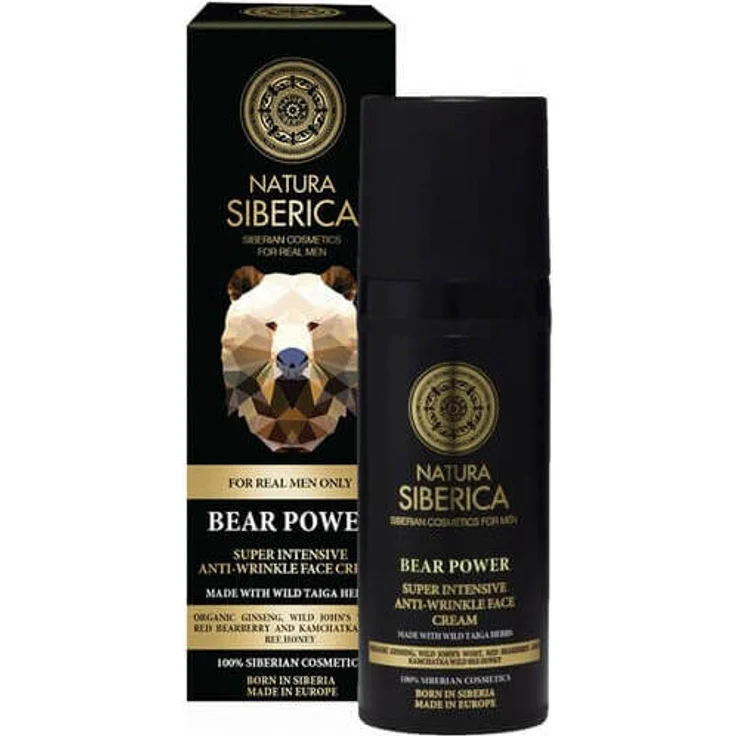 Natura Siberica Bear Power Super Intensive Anti Wrinkle Face Cream, 50ml, regenerierende Herren-Gesichtscreme zur Reduzierung von Falten