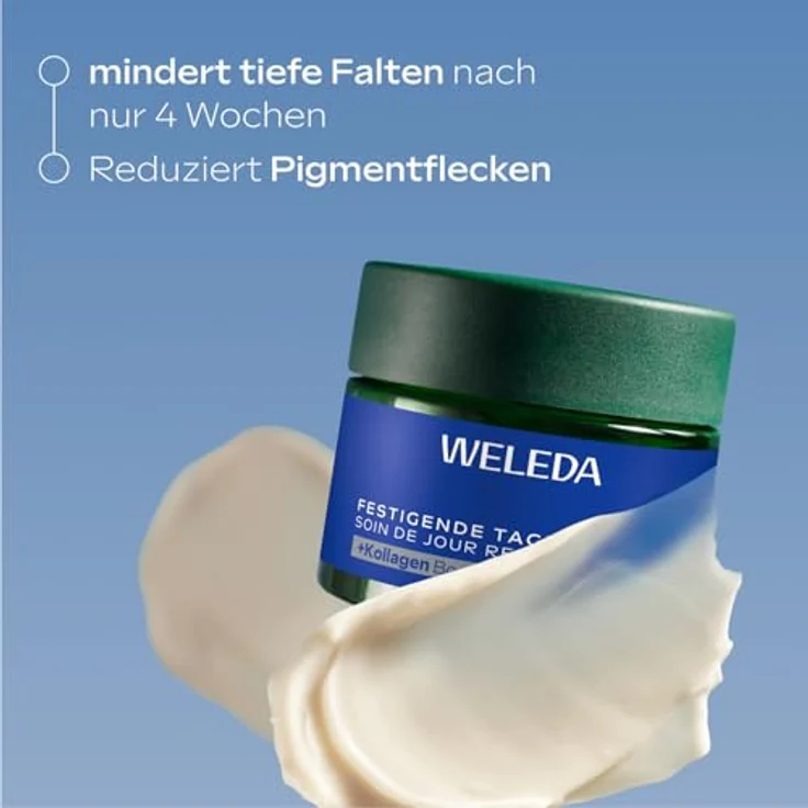 WELEDA Bio Festigende Tagespflege Blauer Enzian & Edelweiß, Naturkosmetik Anti Aging Gesichtscreme zur Minderung tiefer Falten & Pigmentflecken, vegan, 40ml – Bild 4