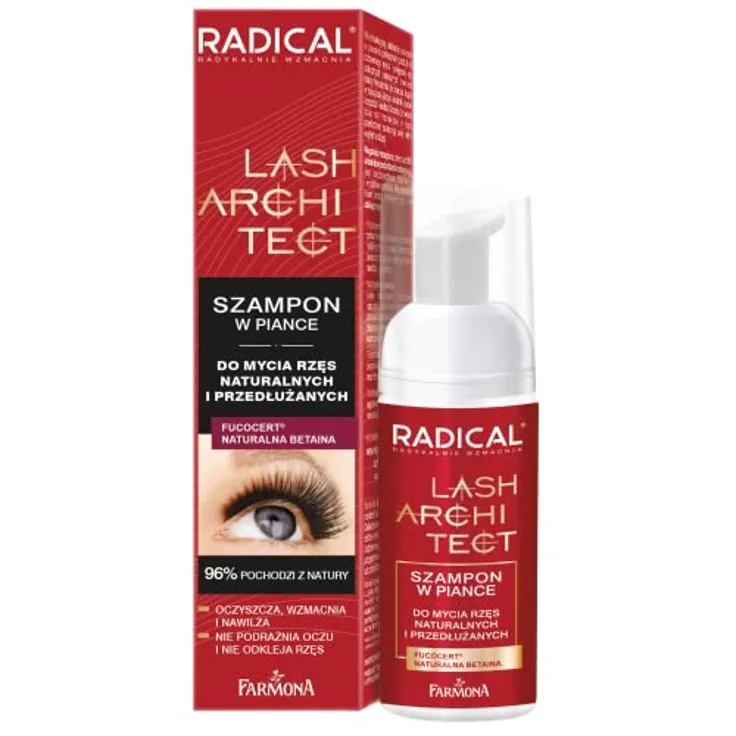 Farmona RADICAL LASH ARCHITECT Shampoo im Schaumwaschschaum für natürliche und verlängerte Wimpern 50ml, Hautpflegeprodukt