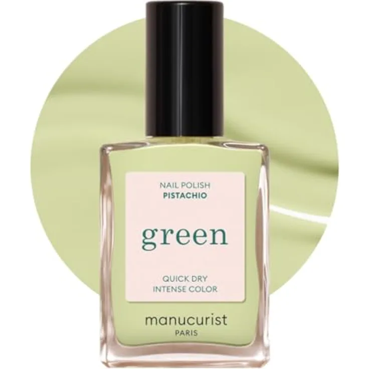 Manucurist Green Nagellack Pastell Grün - Klassischer, natürlicher 9-Free-Nagellack Pistachio - Veganer Nagel Lack mit natürlichen Inhaltsstoffen (84%) - 15 ml, Frankreich hergestellt