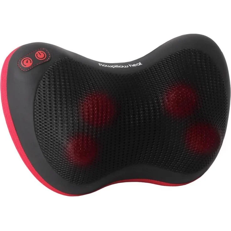 Flowlife Flowpillow Massagekissen, tragbares Massagegerät mit 3D-Tiefknet-Shiatsu und Infrarot-Wärmetechnologie, schwarz