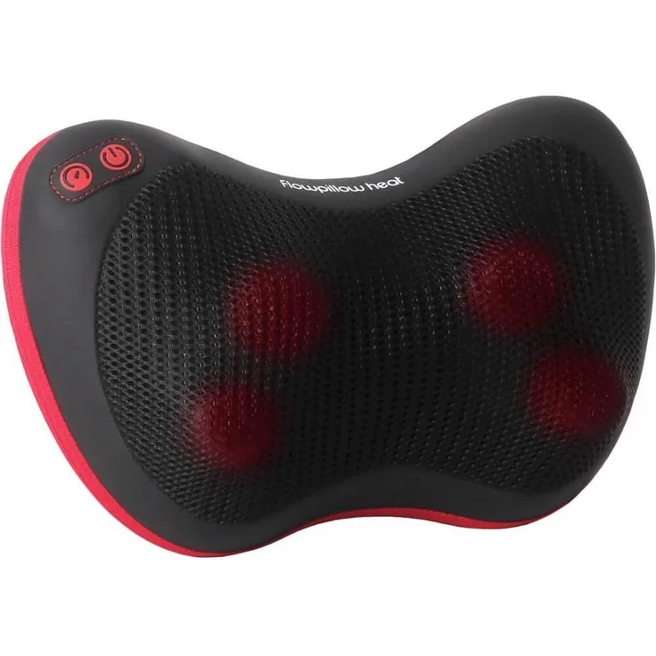 Flowlife Flowpillow Massagekissen, tragbares Massagegerät mit 3D-Tiefknet-Shiatsu und Infrarot-Wärmetechnologie, schwarz