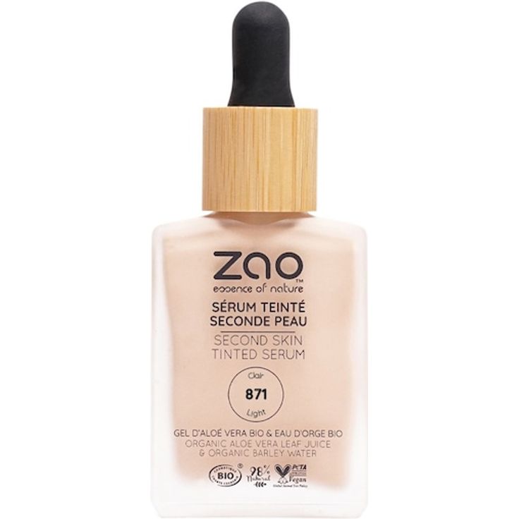 Zao Primer Second Skin Tinted Serum, 30 ml für trockene, sensible & Mischhaut, feuchtigkeitsspendend & teint-ebnend
