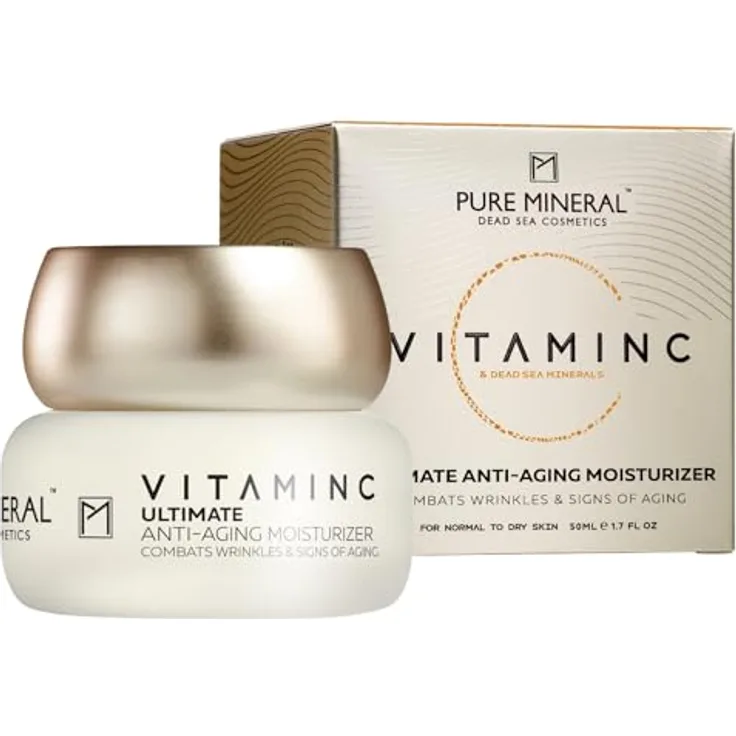 M PURE MINERAL DEAD SEA COSMETICS Pure Mineral - Ultimative Anti-Aging-Creme mit Vitamin C für normale bis trockene Haut - Faltenbekämpfung, straffend, 50ml - Ohne Silikone, Sulfate, Parabene