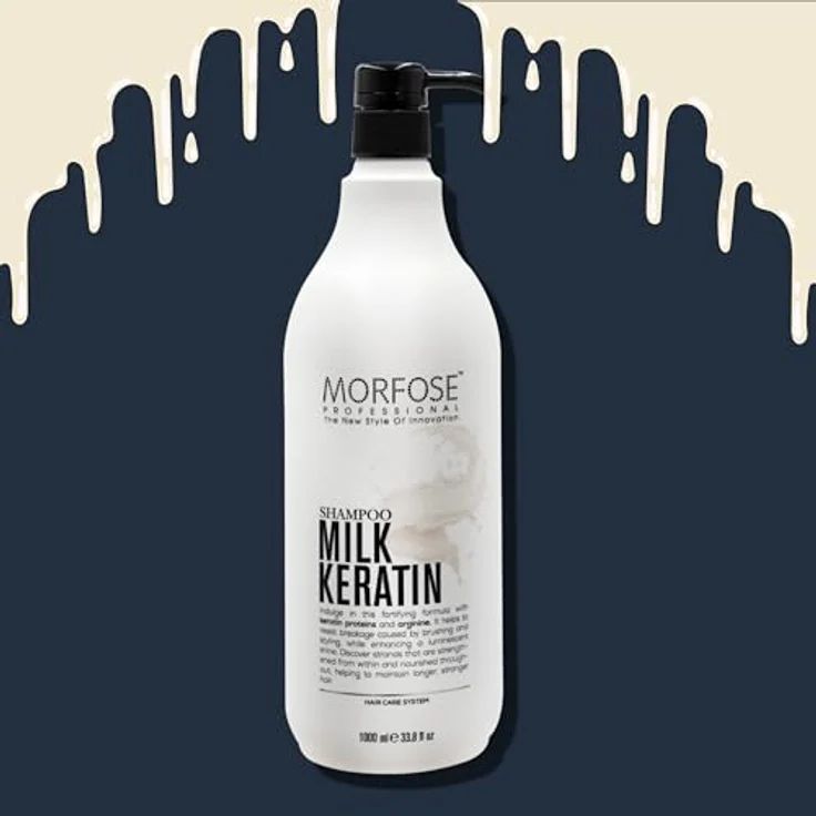 Morfose Milk Keratin Hair Shampoo 1000ml, mit Milch-, Keratin- und Argininproteinen, nährend, feuchtigkeitsspendend, reparierend – Bild 2