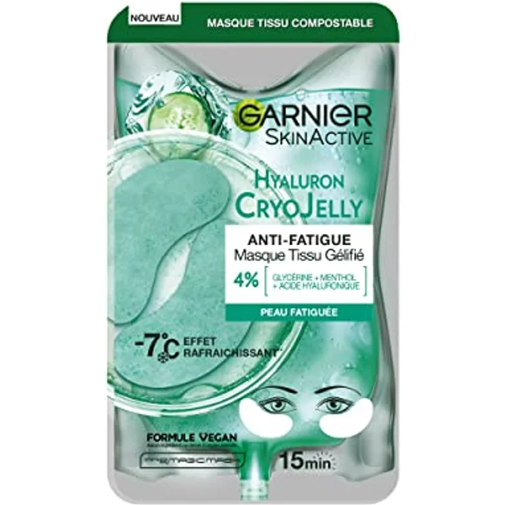 GARNIER Skin Active Hyaluron Cryo Jelly Augen-Pflaster mit Gel, Anti-Fatigue, vegan & cruelty free, 15 Minuten Erfrischung für müde Haut