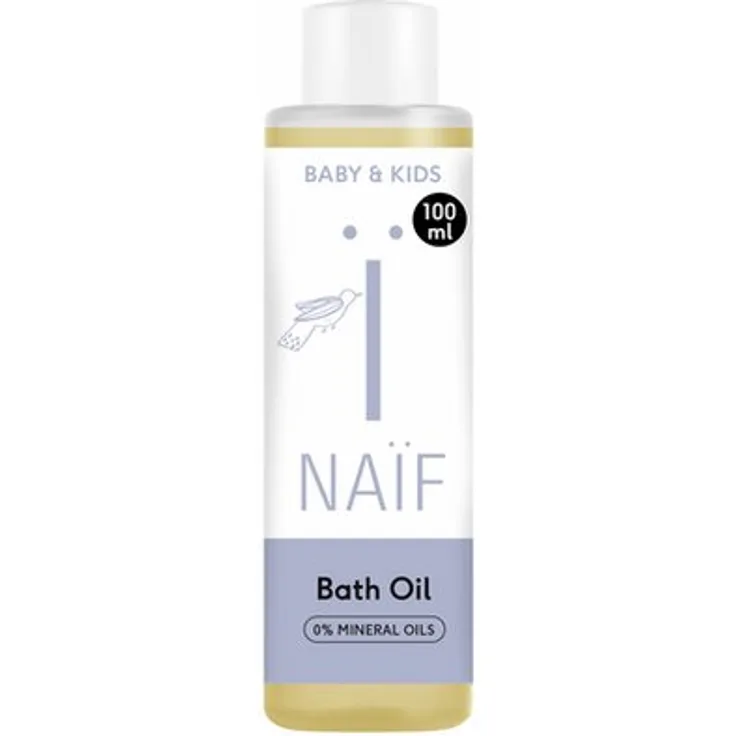 Naïf Baby & Kids Bath Oil 100ml, pflegendes Badeöl für empfindliche Haut mit Sonnenblumen- und Baumwollsamenöl, vegan und dermatologisch