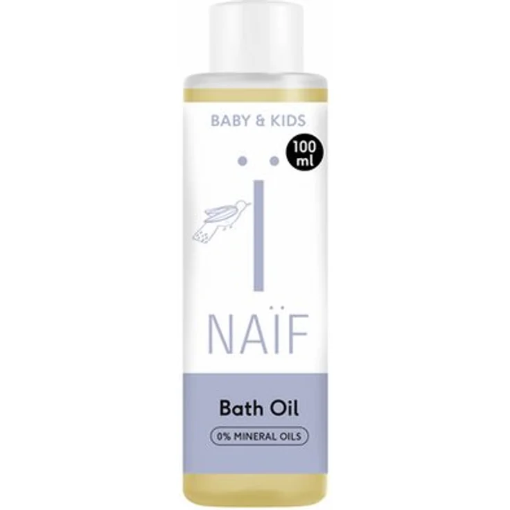 Naïf Baby & Kids Bath Oil 100ml, pflegendes Badeöl für empfindliche Haut mit Sonnenblumen- und Baumwollsamenöl, vegan und dermatologisch