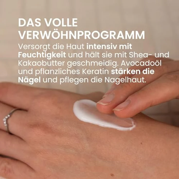 Jean & Len Hand- & Nagelcreme Mango & Avocado, vegane Pflegeformel mit Shea- und Kakaobutter, fruchtiger Mango-Duft, 75 ml – Bild 3