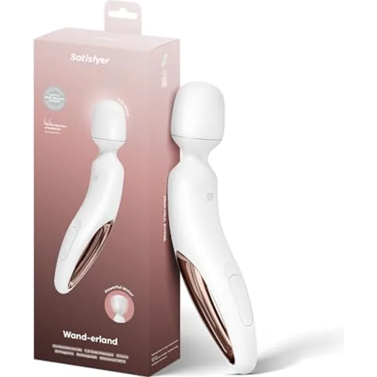 Satisfyer Wand-erland Massager, Dildo & Vibrator für Frauen, 50 Kombinationen, wasserdicht (IPX7), aus hautfreundlichem Silikon, weiß