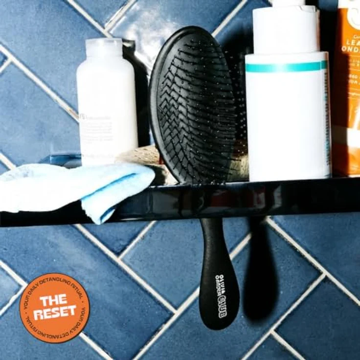 Olivia Garden Club THE RESET CUSHION Wet & Curly Detangling Hairbrush, Haarbürste für welliges und lockiges Haar, schwarz, ergonomisches Design mit ausziehbarem Kämmchen – Bild 3