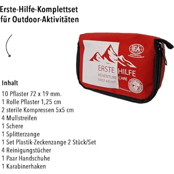 IEA Medical Erste-Hilfe-Set Outdoor, Kompaktes Komplettset mit 26 Teilen für Notfälle beim Wandern, Camping und Reisen – Bild 9