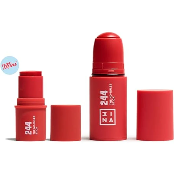 3INA The No - Rules Stick Mini Blush, cremiger Multitasking-Stift für Augen, Lippen und Wangen, 3,5 g, Farbe: Red – Bild 3