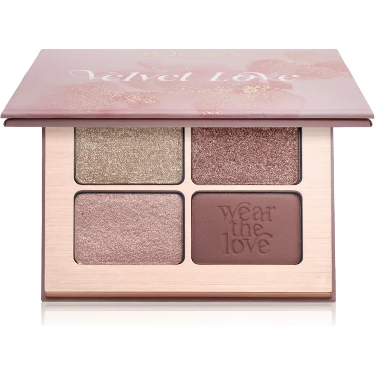 ZOEVA Velvet Love Eyeshadow Quad, Lidschattenpalette in Purple Haze Eyes, 4x1,5 g, schimmernd matte Farbtöne, hochpigmentiert, langanhaltend
