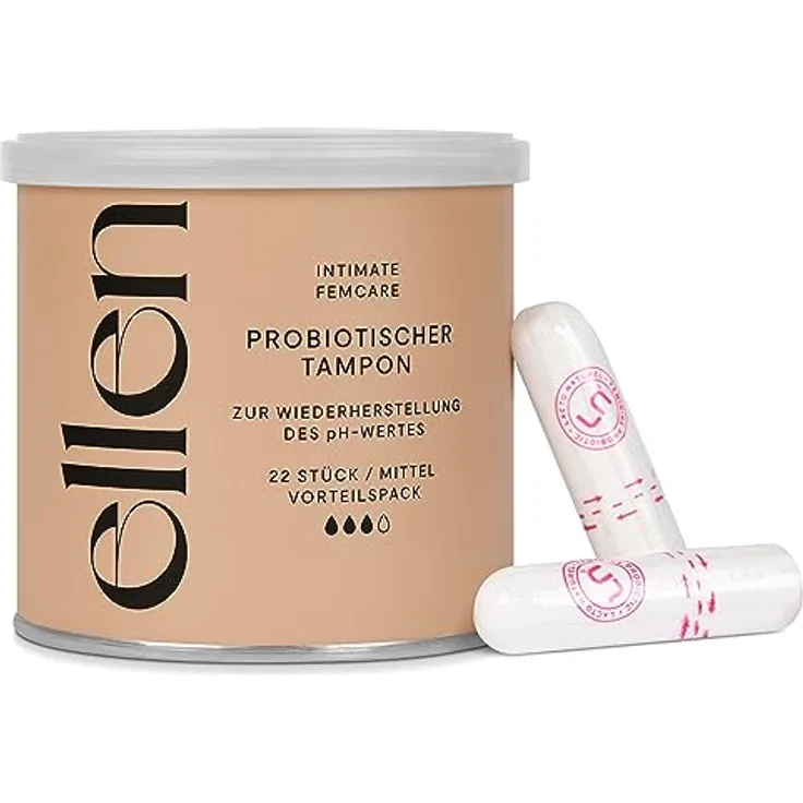 ellen® Probiotische Tampons Normal, 22 Stück - Tampons mit Milchsäurebakterien für vaginale Gesundheit, chlorfrei gebleicht