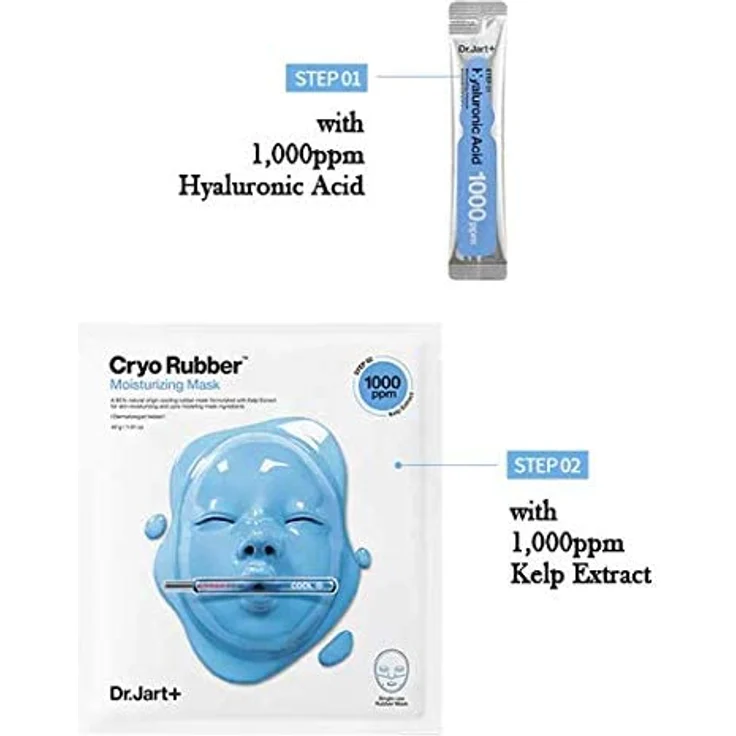 Dr. Jart+ Cryo Rubber: Moisturizing Hyaluronic Acid Gesichtsmaske, beruhigendes Allantoin, feuchtigkeitsspendende Hyaluronsäure - 4g Ampulle + 40g Maske – Bild 2