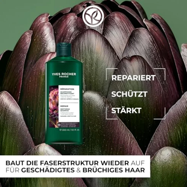Yves Rocher Reparierendes Shampoo für geschädigtes und brüchiges Haar, 79x stärkere Widerstandskraft, vegan, ohne Sulfate und Silikone, 300 ml – Bild 2