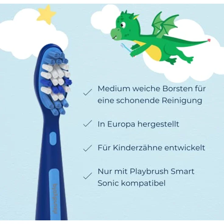 Playbrush 2er-Pack blau speziell für Kinderzähne mit extra weichen Borsten – Bild 3