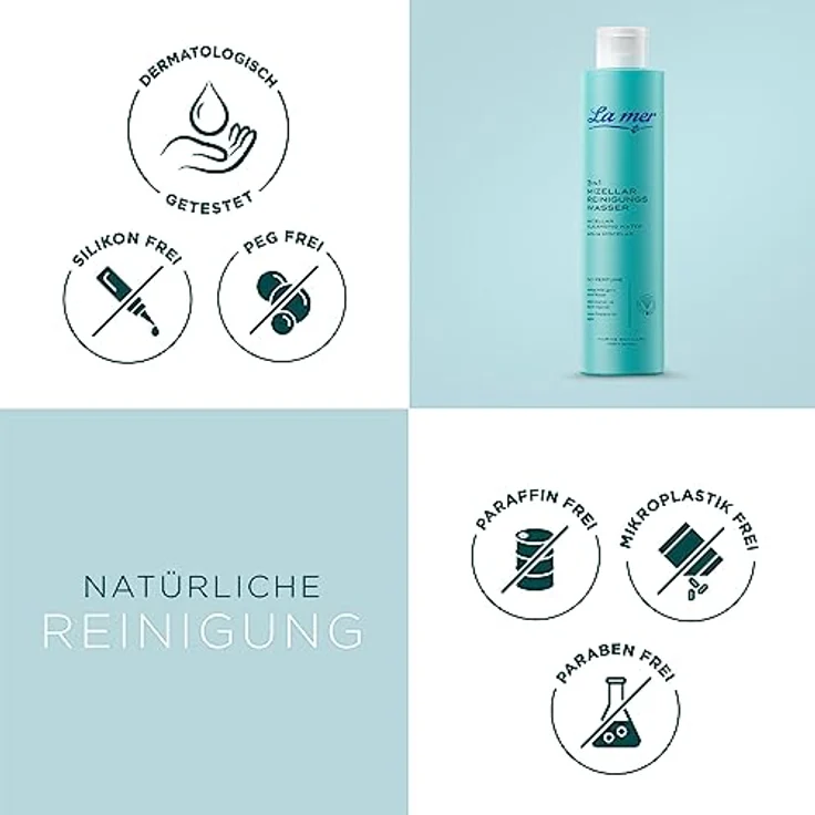 La mer 3 in 1 Mizellar-Reinigungswasser - Reinigung, Augen Make-up Entferner und Gesichtswasser in einem - Spendet intensiv Feuchtigkeit - Pflegt gleichzeitig die empfindliche Augenpartie - 200 ml – Bild 4
