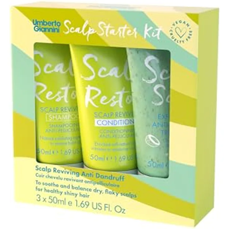 Umberto Giannini Scalp Restore Starter Kit, Repair-Shampoo mit Peeling-Effekt für trockene Kopfhaut, 50 ml, Duft Tropical Spritz