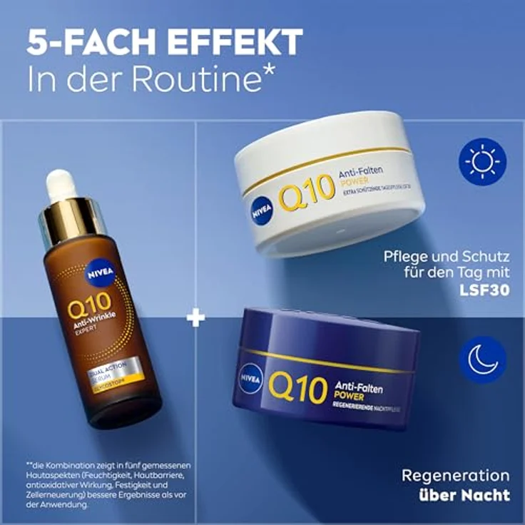 NIVEA Q10 Anti-Falten EXPERTE Dual Action Serum 30ml mit innovativer Anti-Glykationstechnologie und GLYCOSTOP® zur Faltenmilderung und -vorbeugung – Bild 5