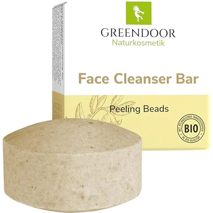 GREENDOOR Fester Gesichtsreiniger Peeling Beads 57g, Vegan, Seifenfrei, Hautmild, natürlich, für trockene und unreine Haut – Bild 1