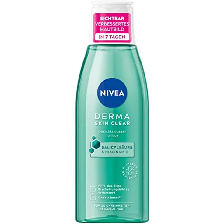 NIVEA Derma Skin Clear Gesichtswasser (200 ml), feuchtigkeitsspendender Toner für ein sichtbar verbessertes Hautbild, Gesichtstonic mit Salicylsäure und Niacinamid – Bild 1