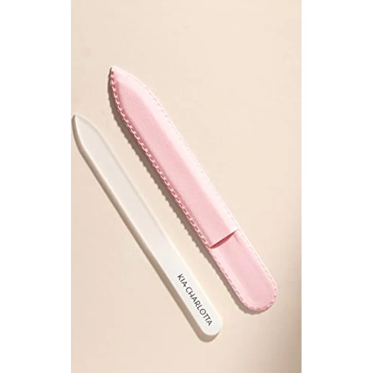 Kia-Charlotta, vegane Glasnagelfeile, Made in Germany, Premium Qualität, 100 % Glas, vegane und elegante Samthülle (Pink) – Bild 2