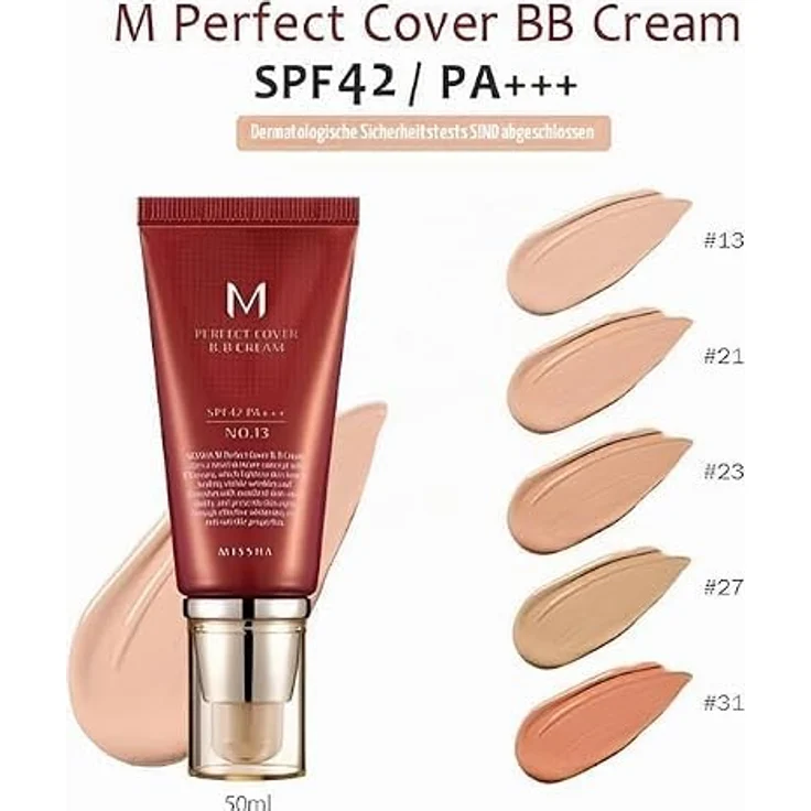 Missha M Perfect Cover BB Cream, Multifunktions-BB-Creme Nr. 23 Natural Beige, SPF 42, 20 ml – Bild 2