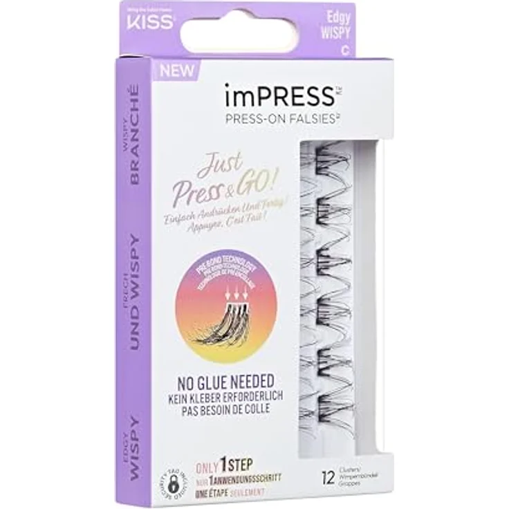KISS imPRESS Just Press & GO ! selbstklebende Wimpern Edgy Whispy C, 12 St. – Bild 2
