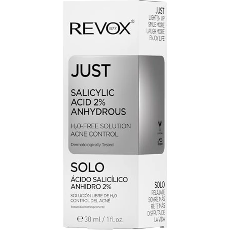 Revox B77 Just Salicylic Acid 2% Anhydrous Gesichtsserum, vegan, 30 ml, für reduzierte Unvollkommenheiten und regulierte Talgproduktion – Bild 4