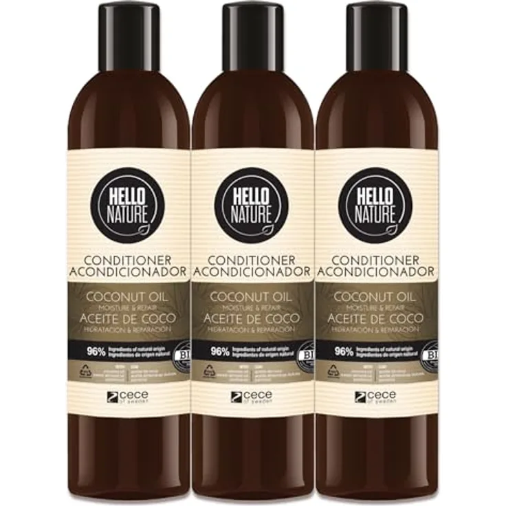 P-Beauty Naturkosmetik Conditioner mit Kokosöl, Haarkur für trockenes, geschädigtes Haar mit Arganöl & Panthenol, silikonfrei, vegan, 3x300ml