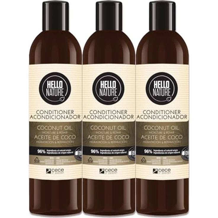 P-Beauty Naturkosmetik Conditioner mit Kokosöl, Haarkur für trockenes, geschädigtes Haar mit Arganöl & Panthenol, silikonfrei, vegan, 3x300ml – Bild 1